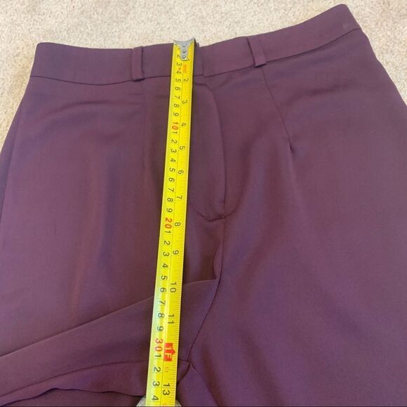 BOOHOO maroon burgundy Tie Waist Woven Satin Slimline Trousers Sz US2 NWT - Picture 10 of 11